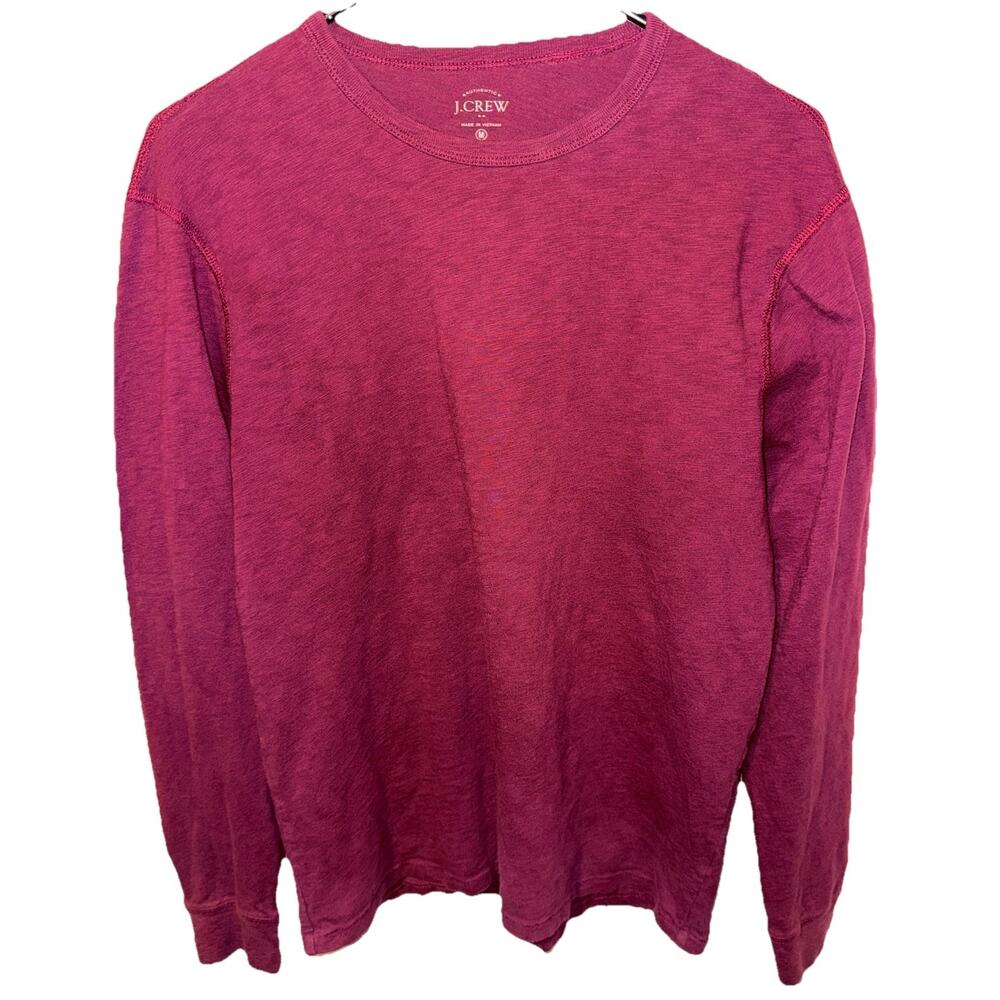 Men’s J.Crew Slub Cotton Long Sleeve Tee Size Medium In Burgandy